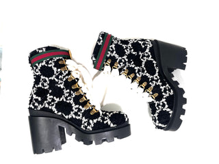 Gucci Black White GG Boots