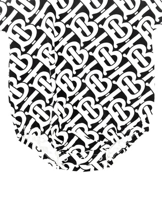 Burberry White with Black TB Logo Baby Onesie