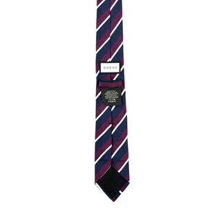 Gucci Navy/Maroon/ White Stripes Silk Tie