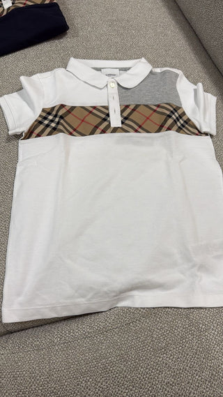 Burberry white classic stripe polo shirt
