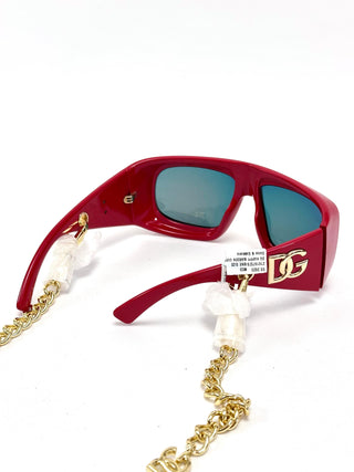 Dolce and Gabbana Therapy Sunglasses with Chain Red