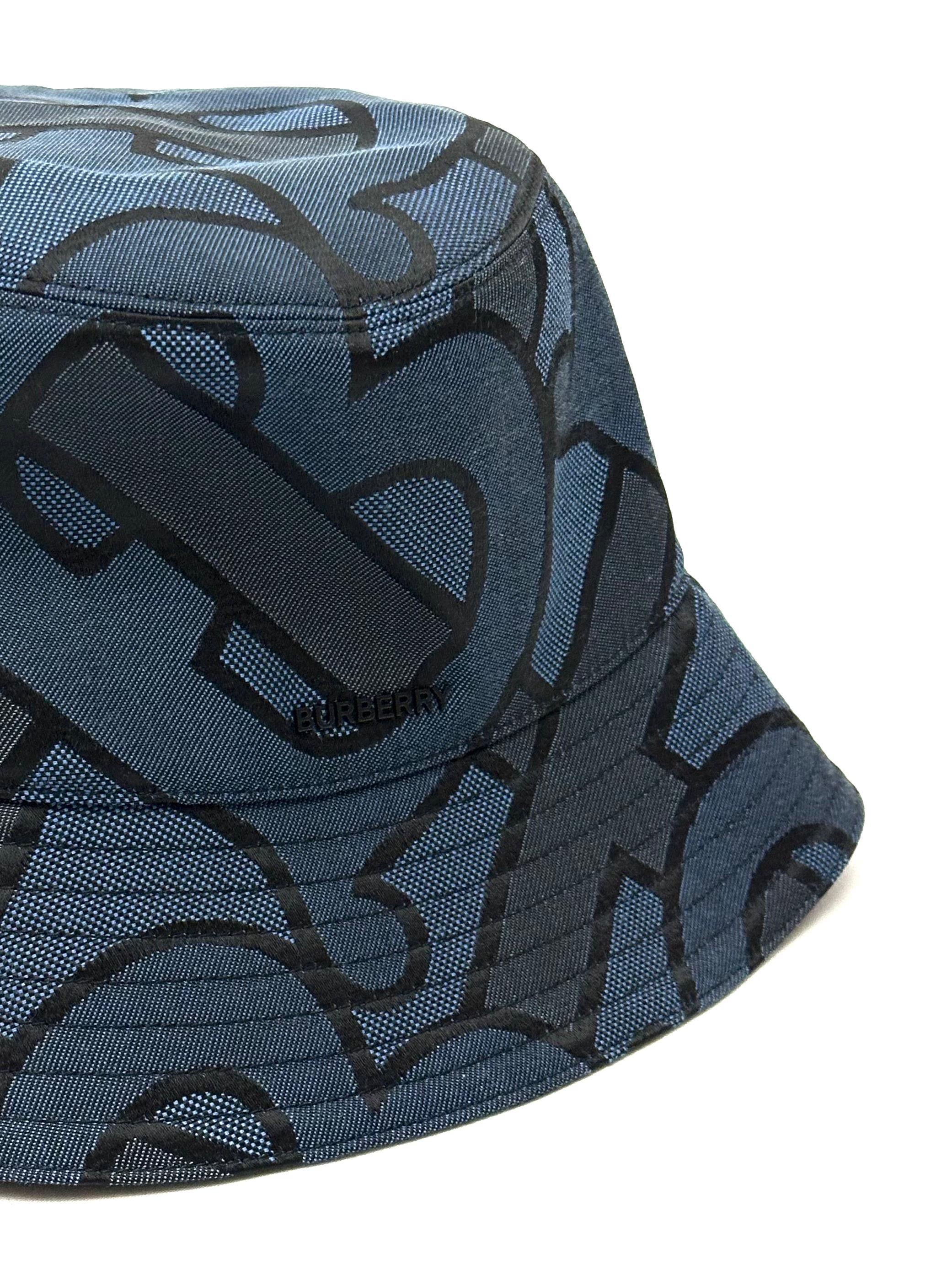 Burberry Jacquard Navy Logo Bucket Hat