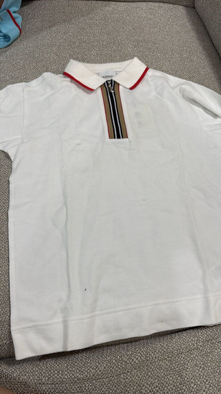 Burberry white iconic stripe polo