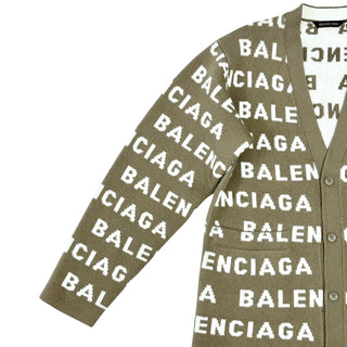 Balenciaga Maglia Wool Cardigan Dark Beige White