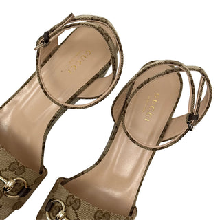 Gucci Horsebit 75 Flatform Sandals in GG Canvas