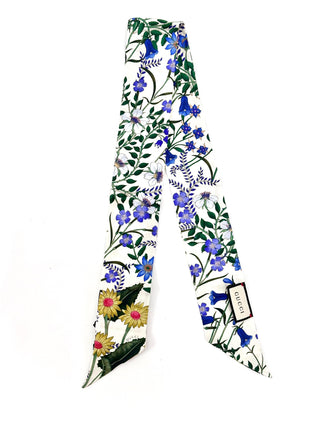 Gucci Printed Silk Twill Ribbon  White / Multicolor