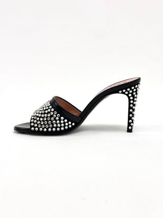 Moschino Limited Edition 85 Crystal Embellished Mules Black