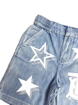 Burberry Denim Elastic Waistband TB Logo Shorts