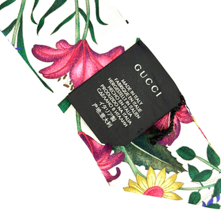 Gucci Printed Silk Twill Ribbon  White / Multicolor