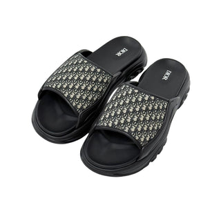 Christian Dior H Town Black Rubber Oblique Sandals
