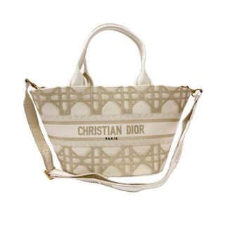 Christian Dior Cannage Brocart Basket Bag