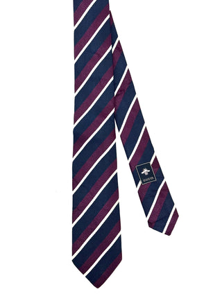 Gucci Navy/Maroon/ White Stripes Silk Tie