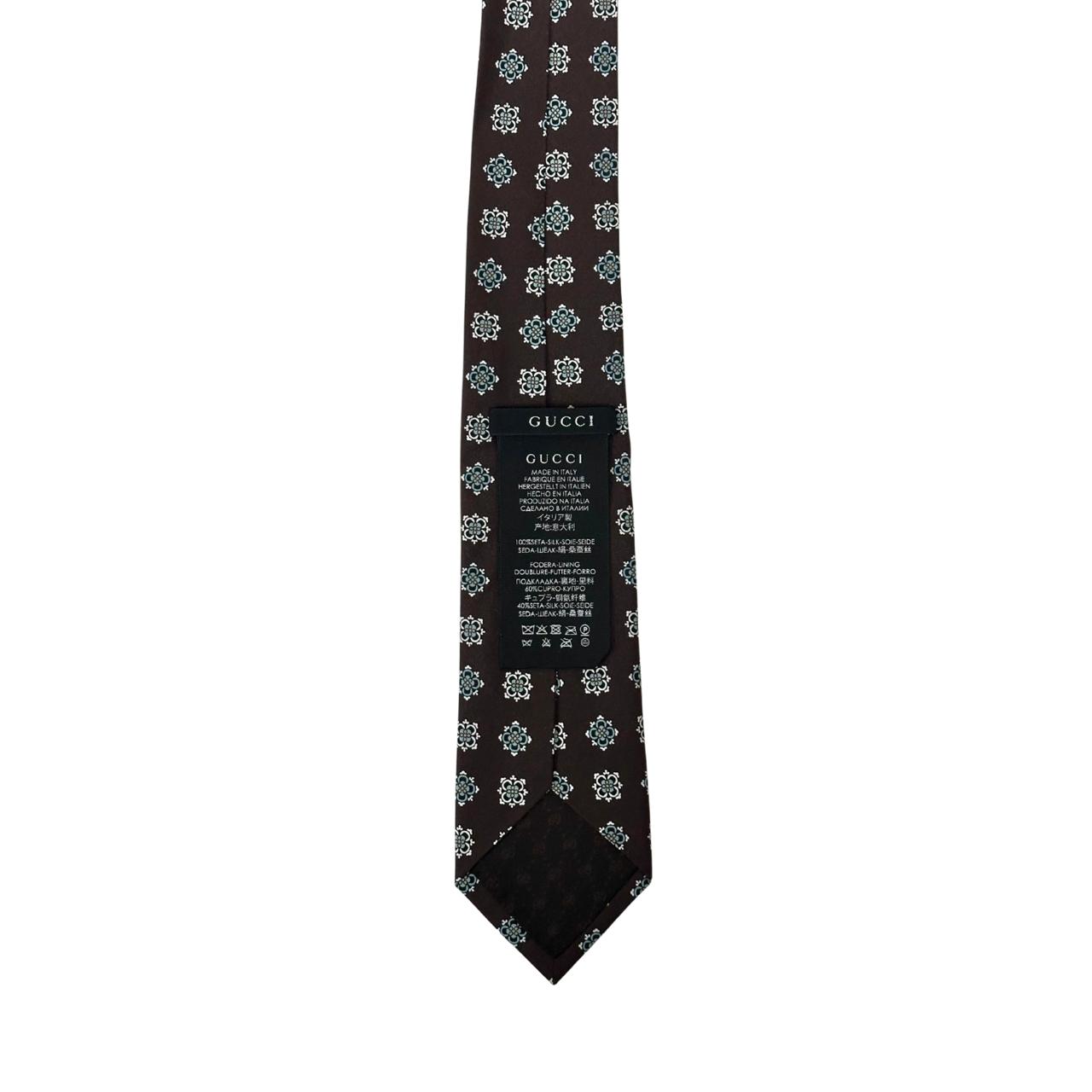 Gucci Brown With Print Silk Tie