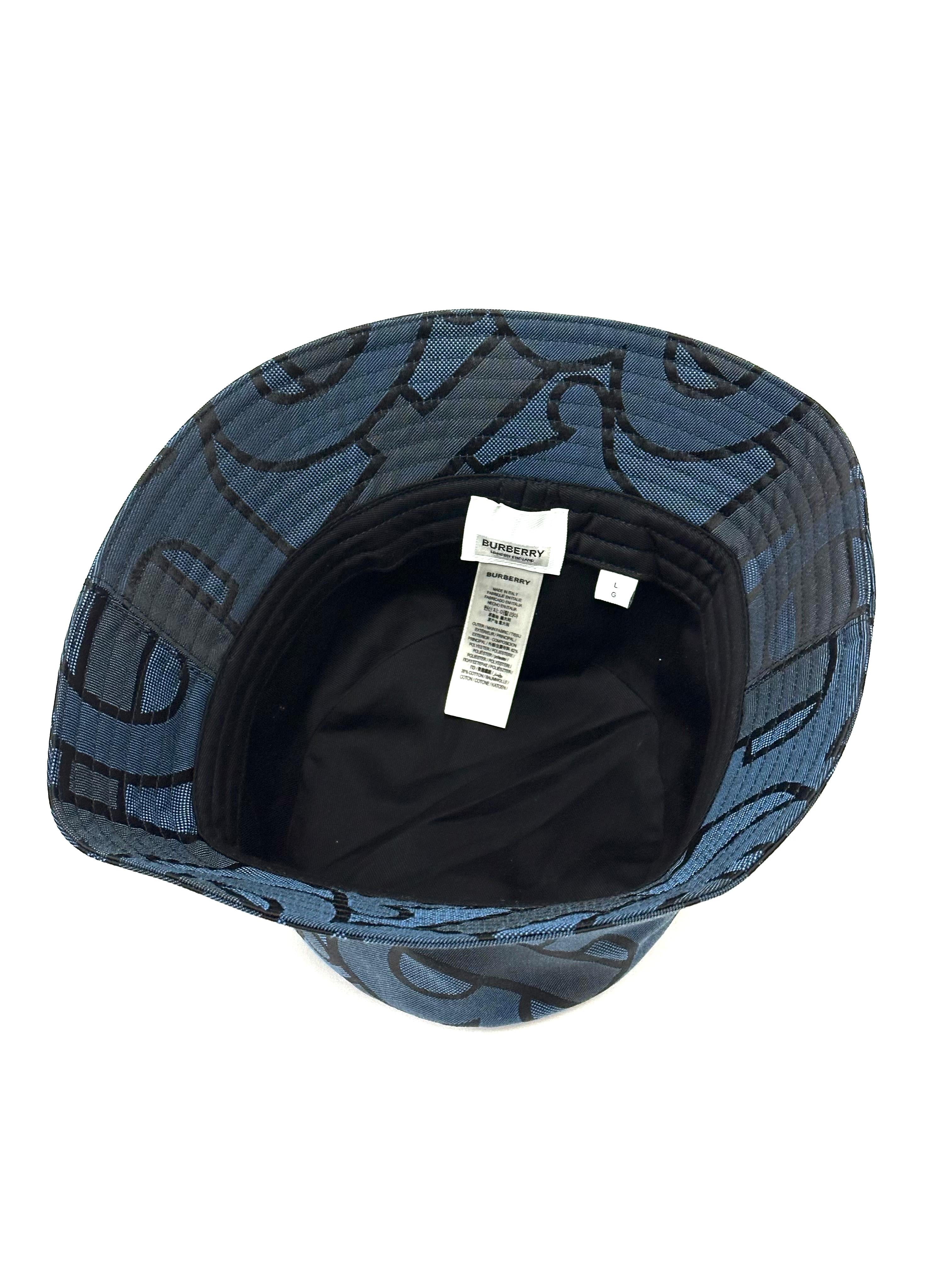 Burberry Jacquard Navy Logo Bucket Hat