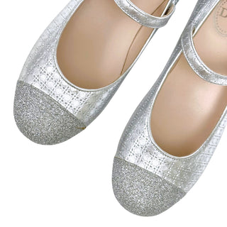 Christian Dior Ballerina Shoes Lambskin Leather and Sequin Silver