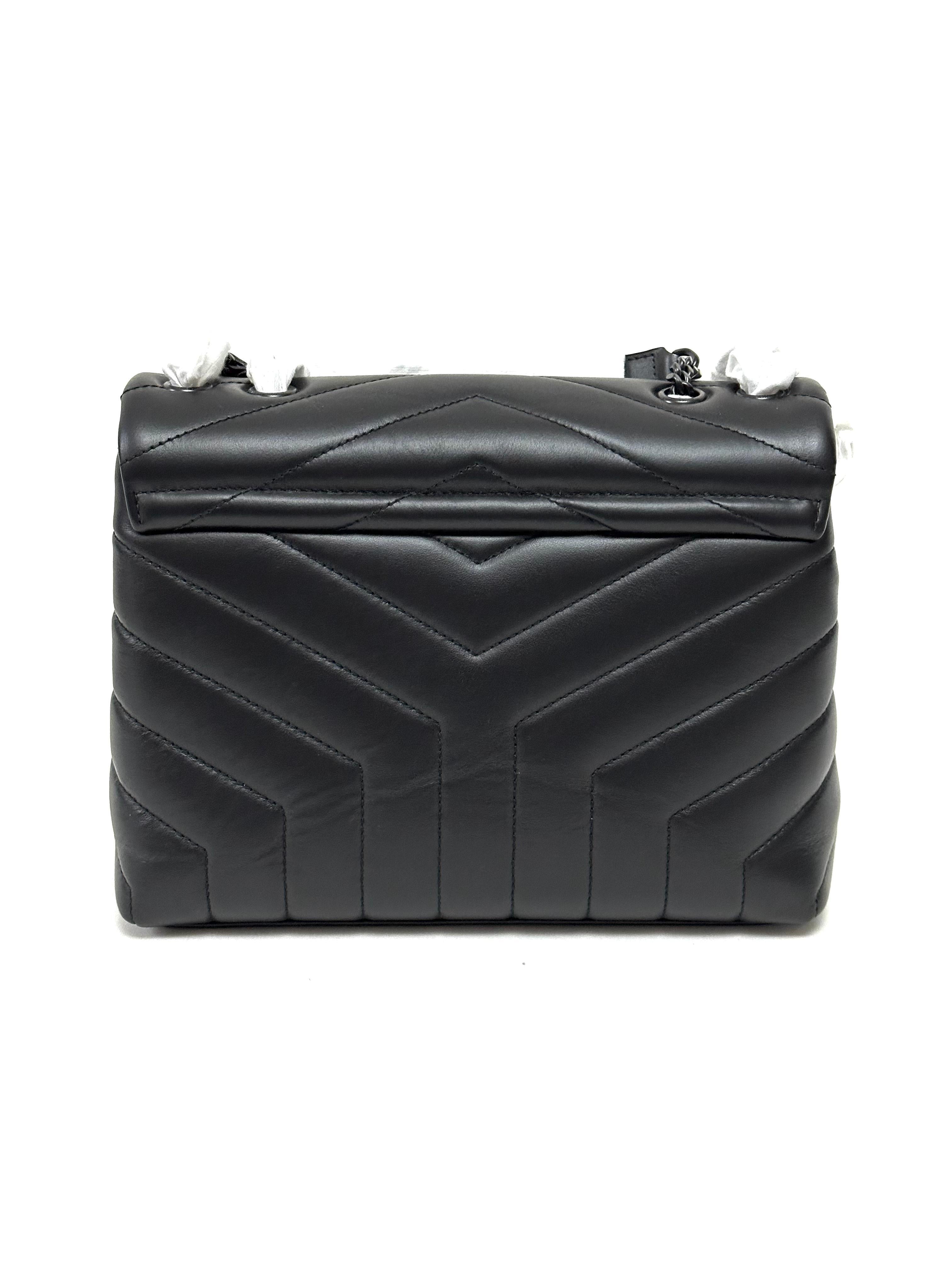Saint Laurent Small Loulou Bag in Metalesse Leather Black On Black