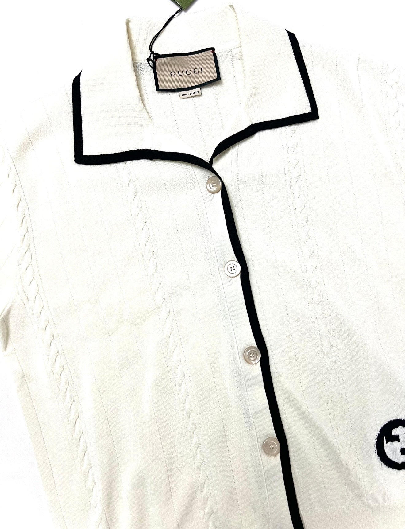 Gucci Beige with Black Cardigan