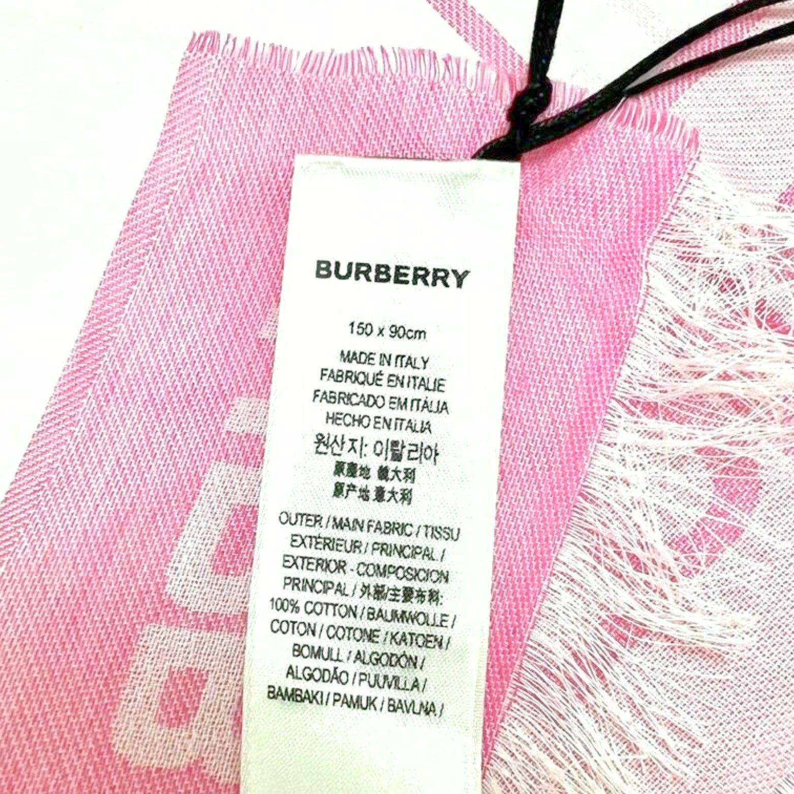 Burberry Pink White Classic Caro Patch Scarf
