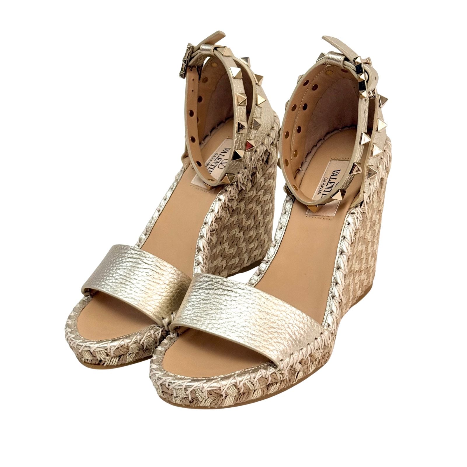 Valentino Rockstud Double Wedge Sandals