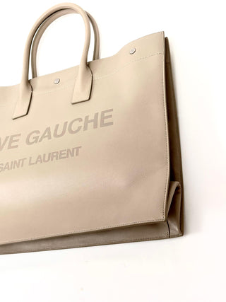 Saint Laurent Beige Calfskin Leather Gauge Tote Bag