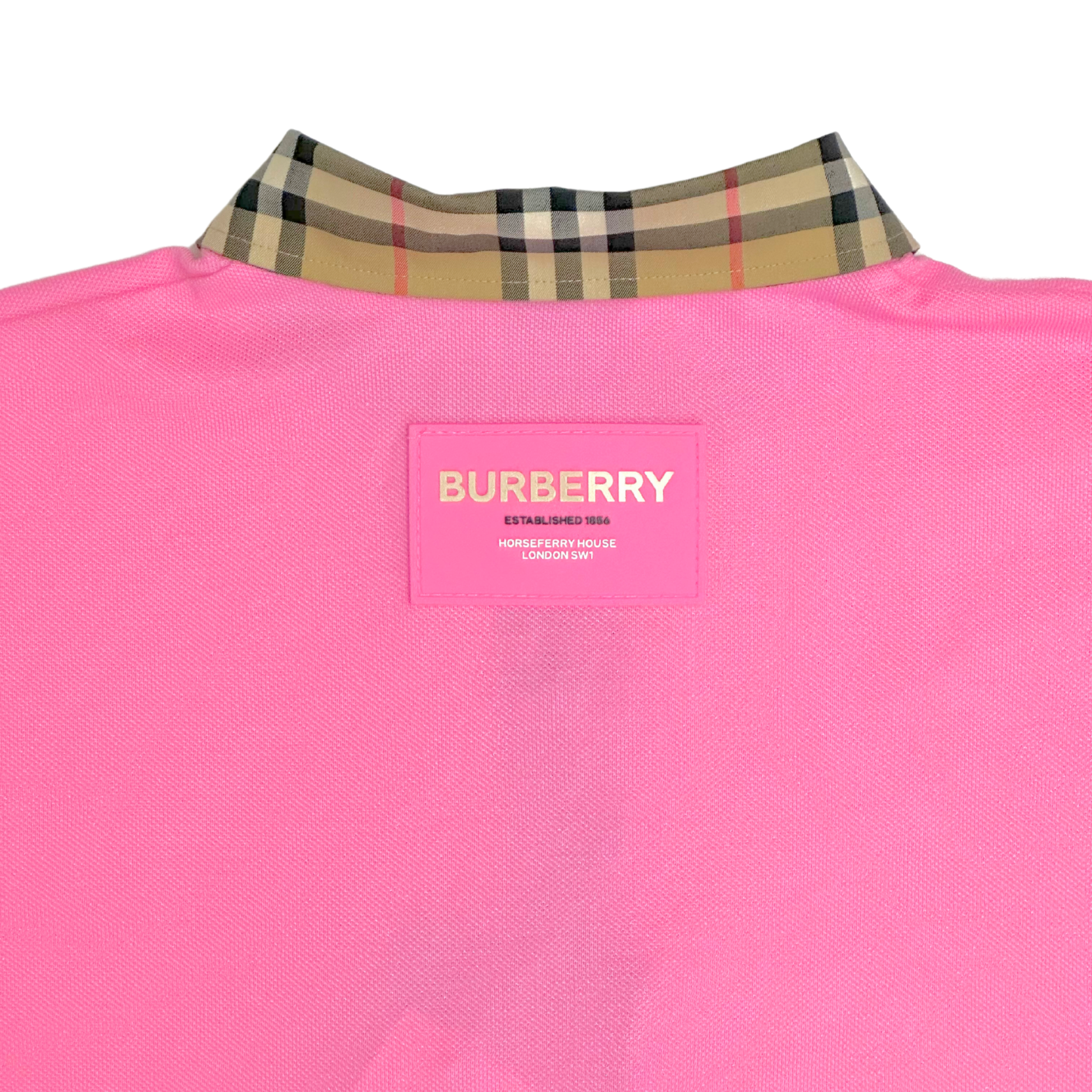 Burberry Pink Polo Dress with Classic Vintage Design and Brand Logo Patch