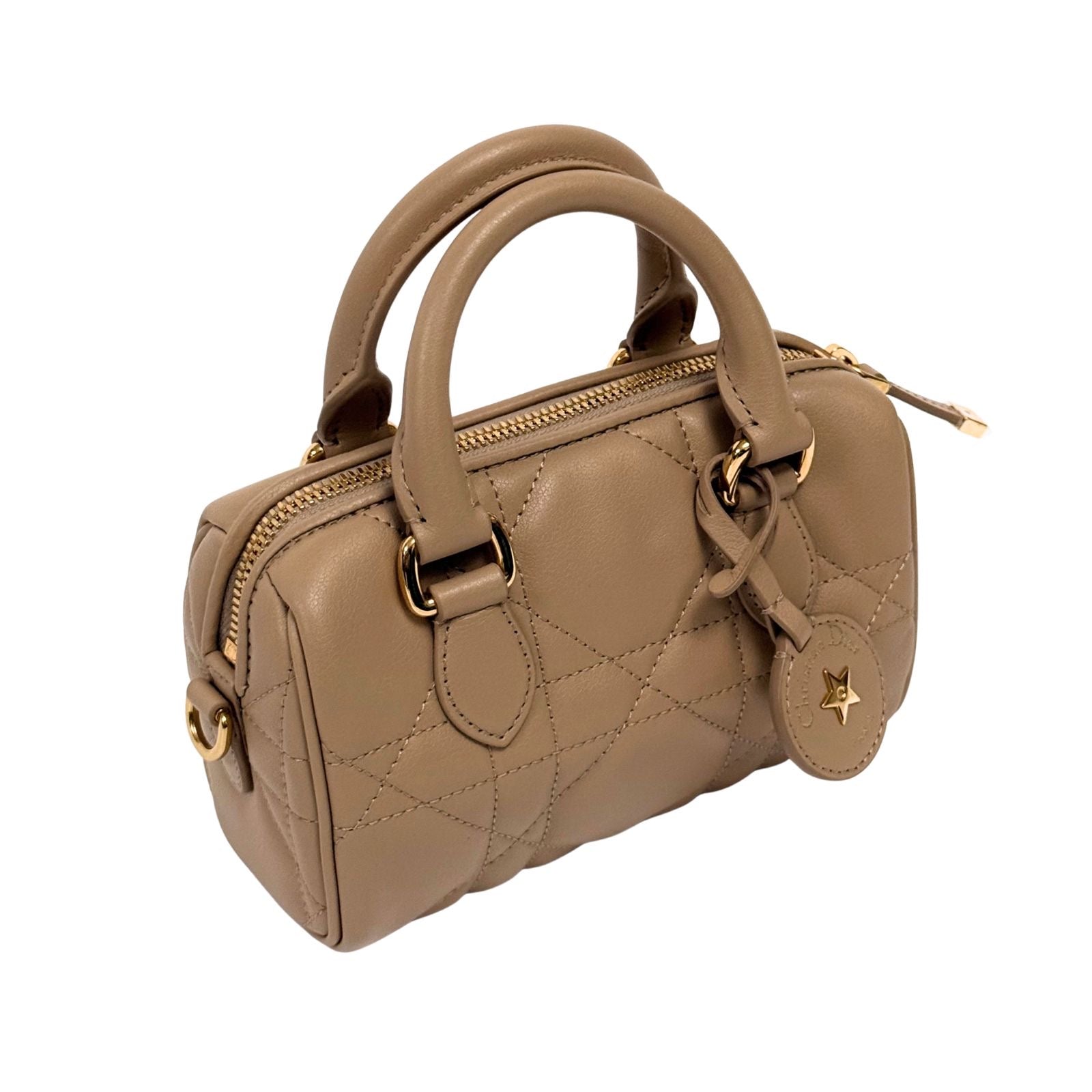 Christian Dior Calfskin Macrocannage Grove 20 Bag Biscuit