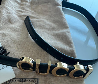 Gucci Thin Belt in Black Leather