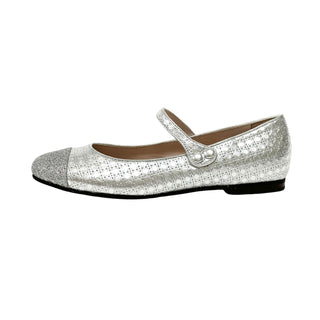 Christian Dior Ballerina Shoes Lambskin Leather and Sequin Silver