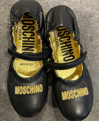 Moschino Black Logo Lettering Ballerina