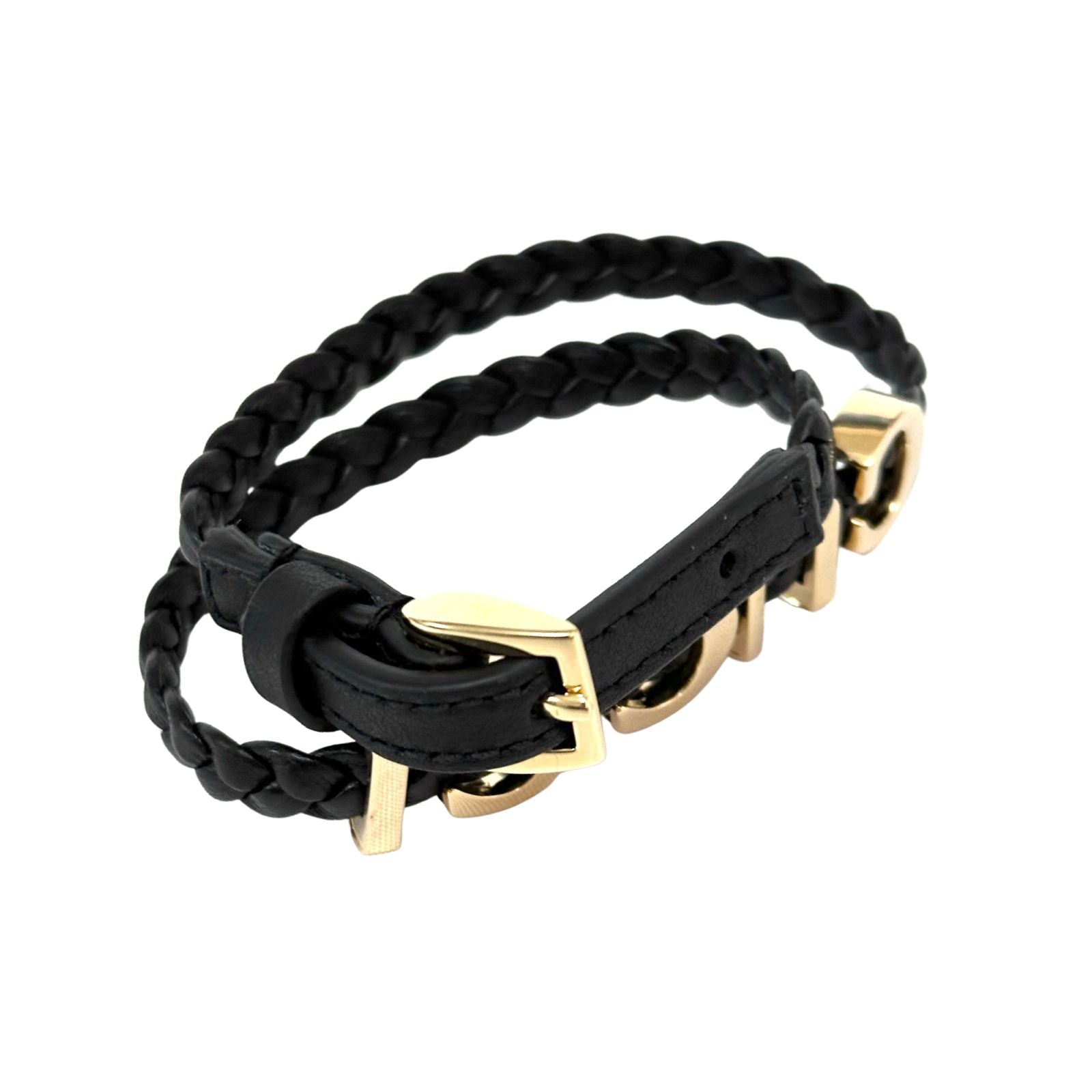 Gucci Leather braided Bracelet Black