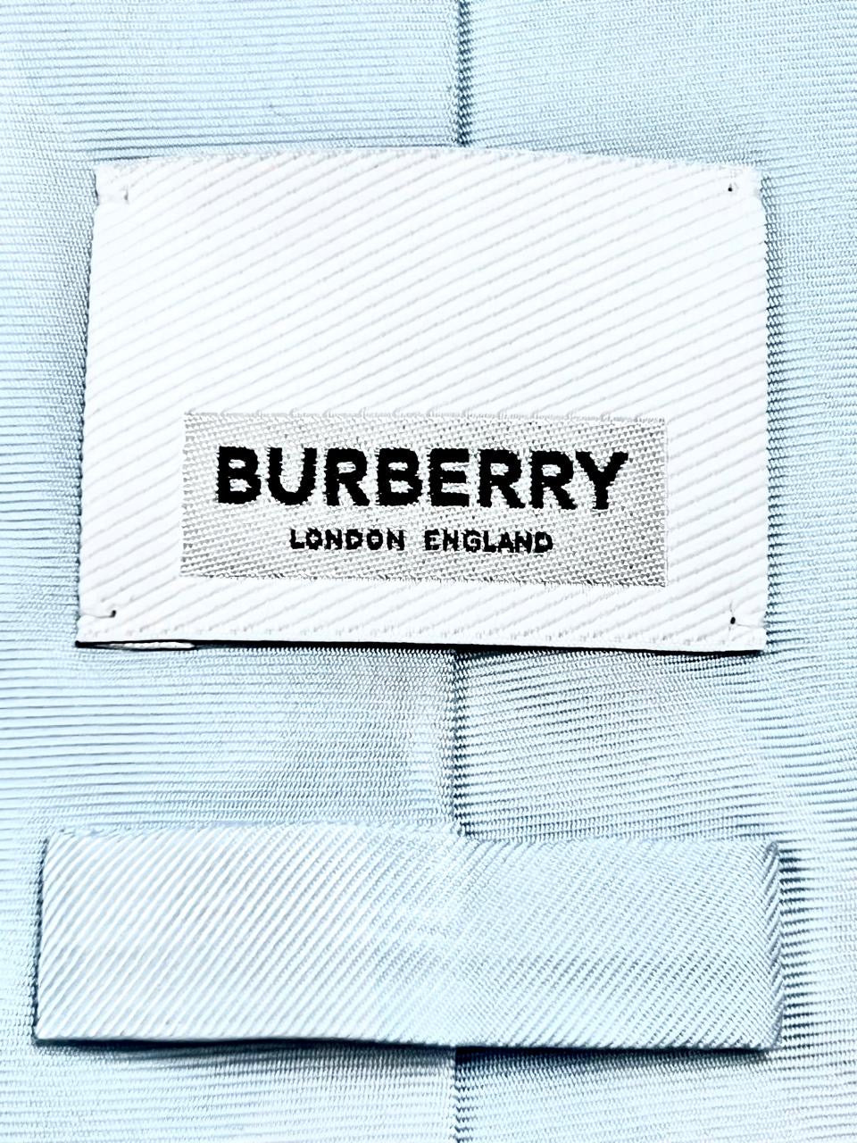 Burberry Silk Tie in Baby Blue Caro Patch