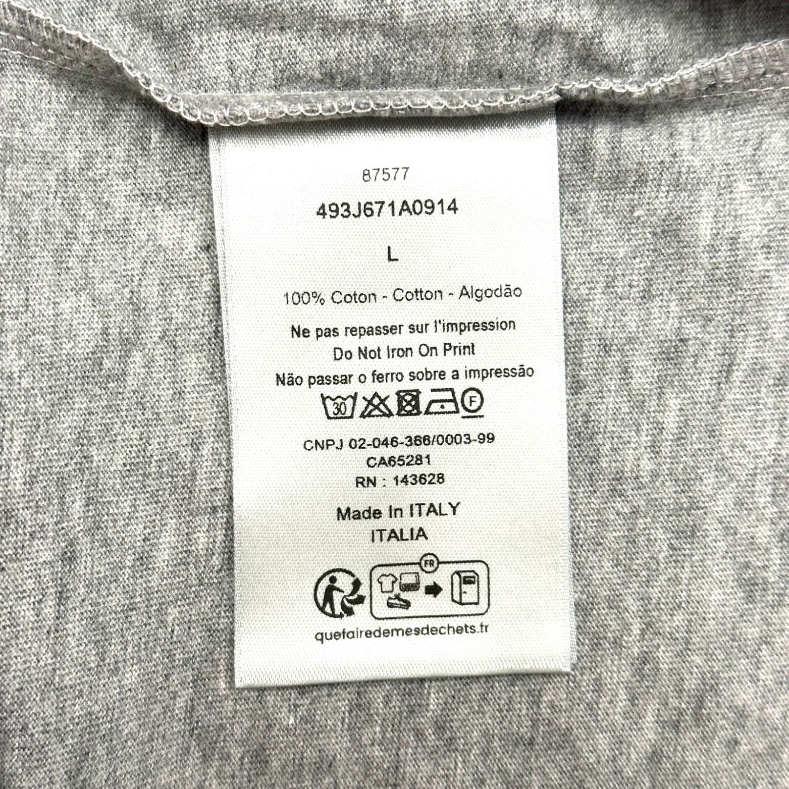 Christian Dior Flowers T Shirt Grey Slub Cotton Jersey