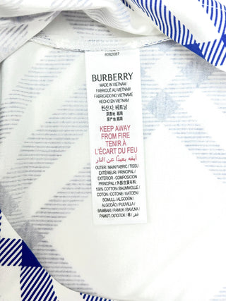 Burberry Blue White Caro Patch Long Sleeve Shirt