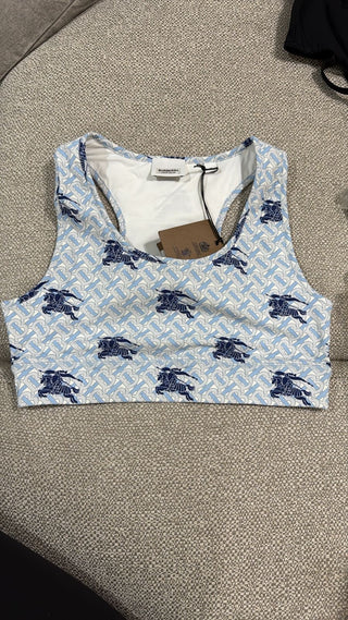 Burberry Baby Blue TB Logo Crop Top