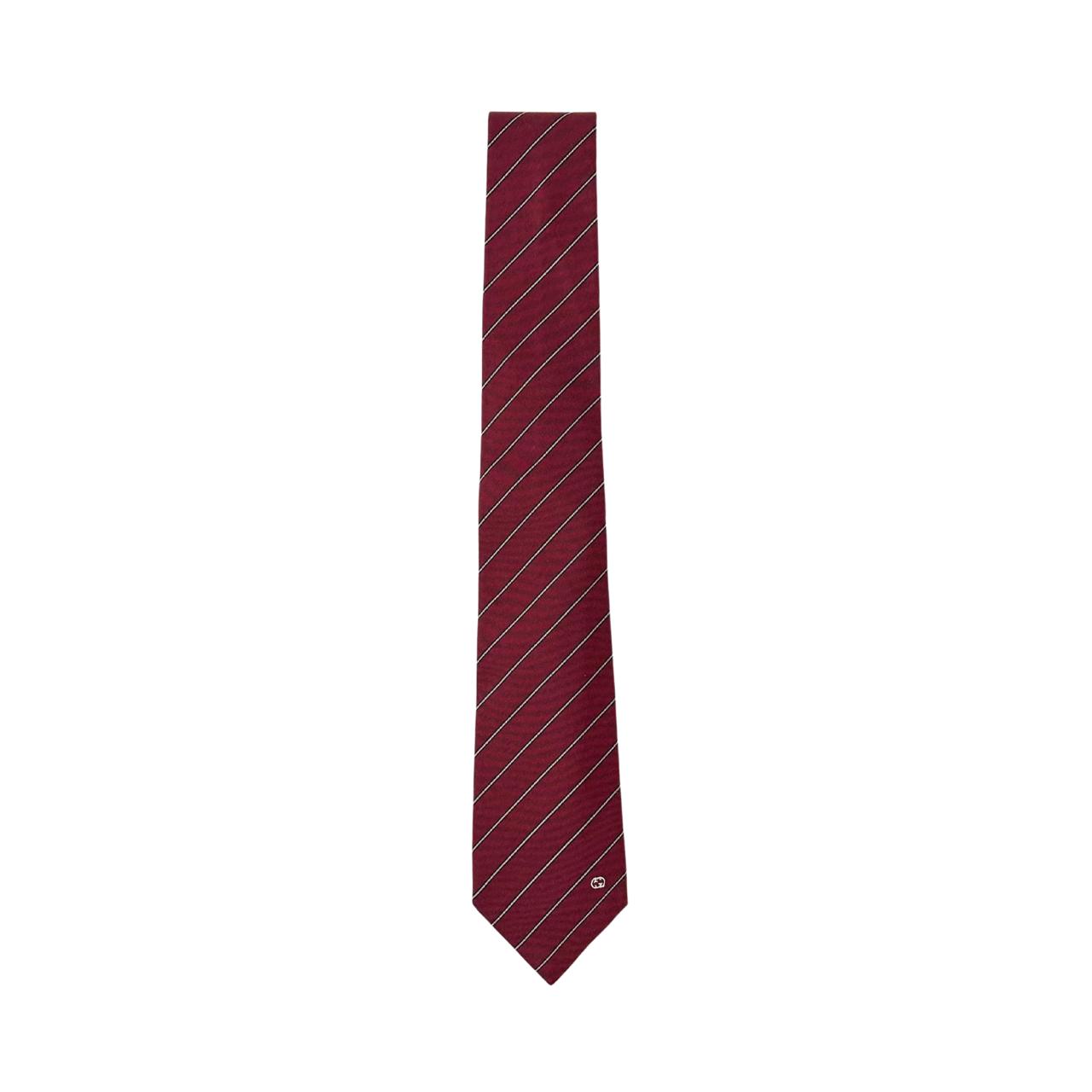 Gucci Red With White Stripes Silk Tie