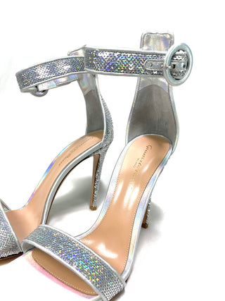 Gianvito Rossi Silver Sequin Sandals Heels