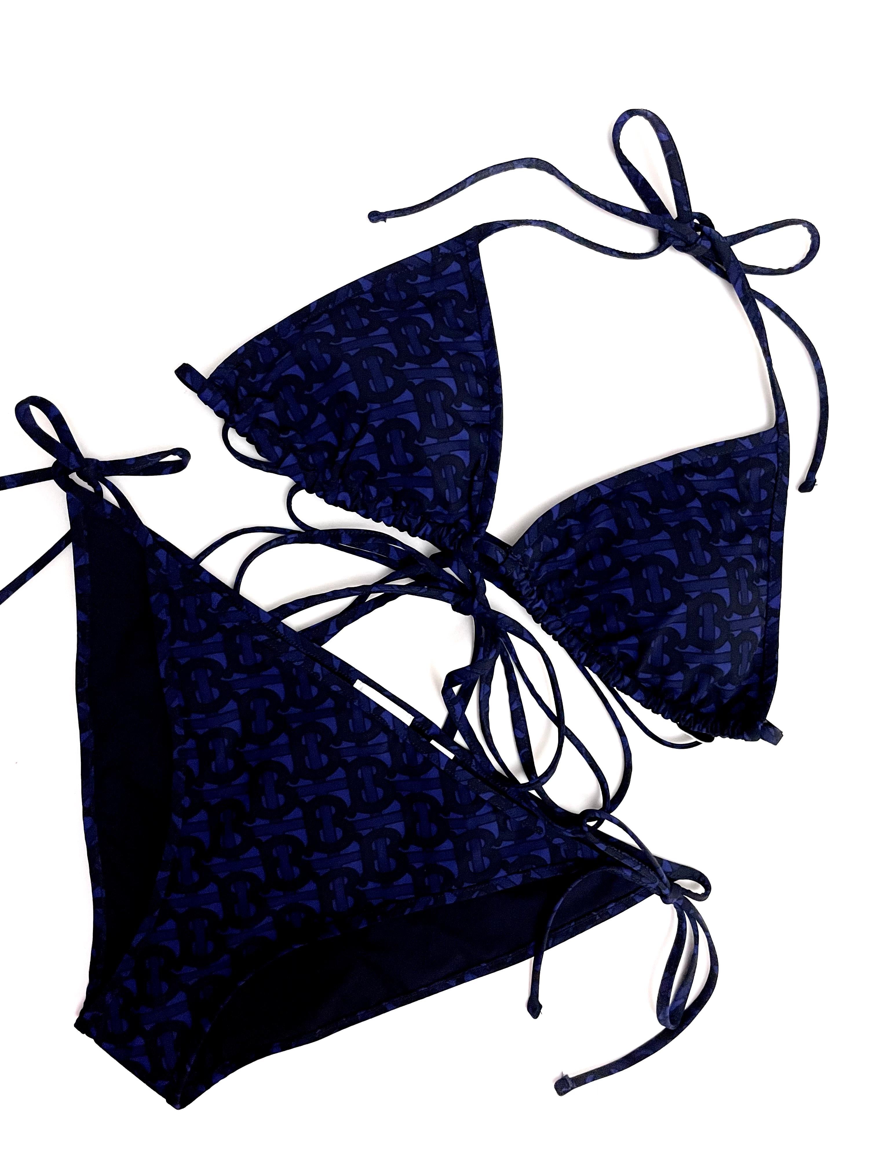 Burberry Dark Blue TB Logo Padded Bikini