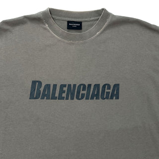 Balenciaga Logo T Shirt Beige Gray