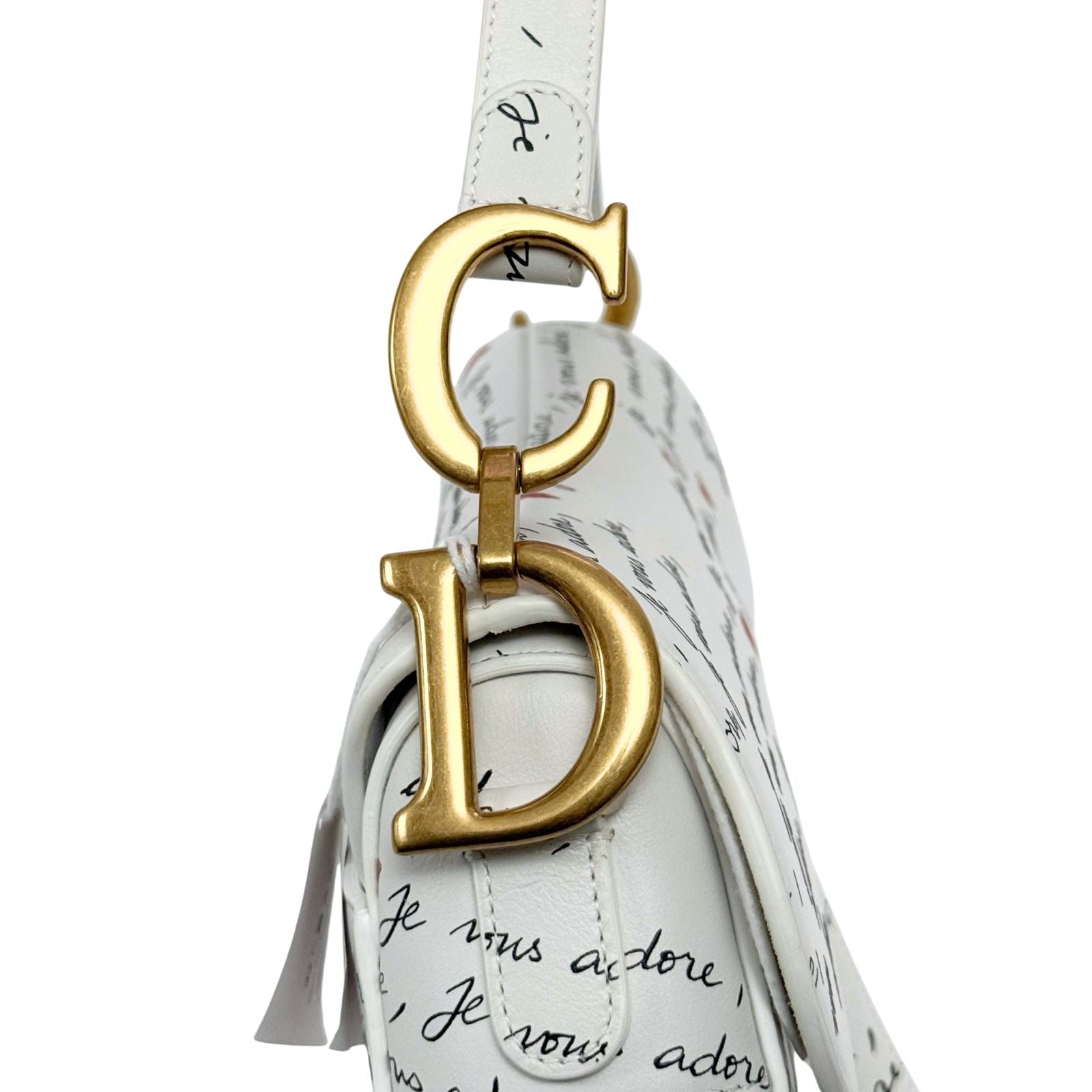 Christian Dior Heart Je Vous Adore Saddle Bag Leather White