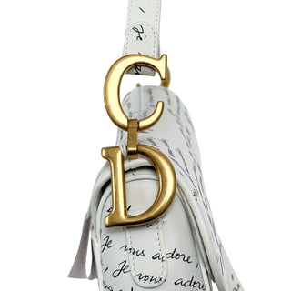 Christian Dior Heart Je Vous Adore Saddle Bag Leather White