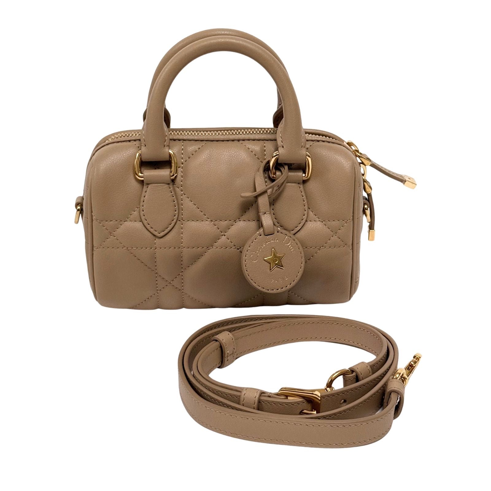 Christian Dior Calfskin Macrocannage Grove 20 Bag Biscuit