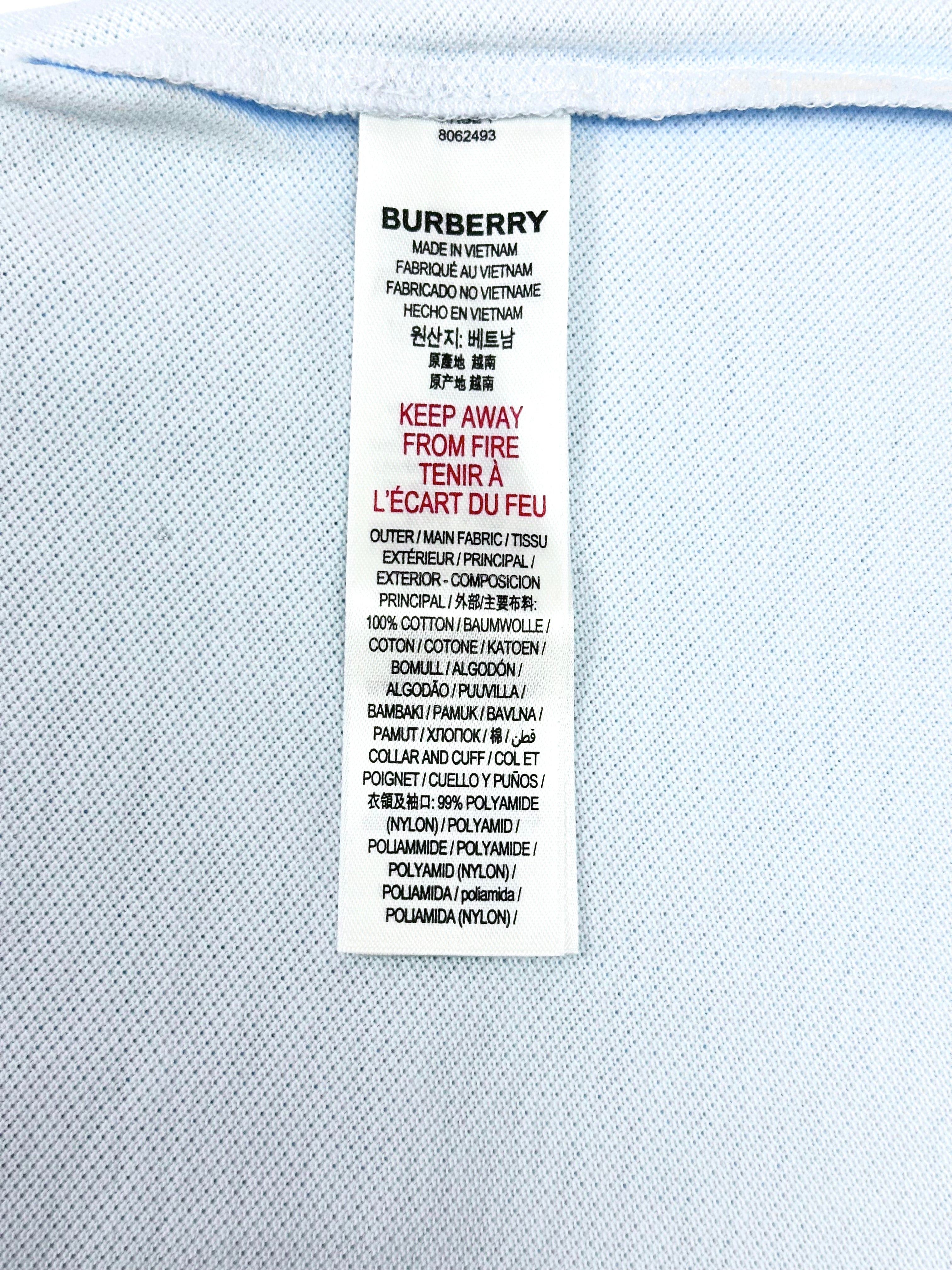 Burberry Baby Blue with Red Logo Name Polo Shirt