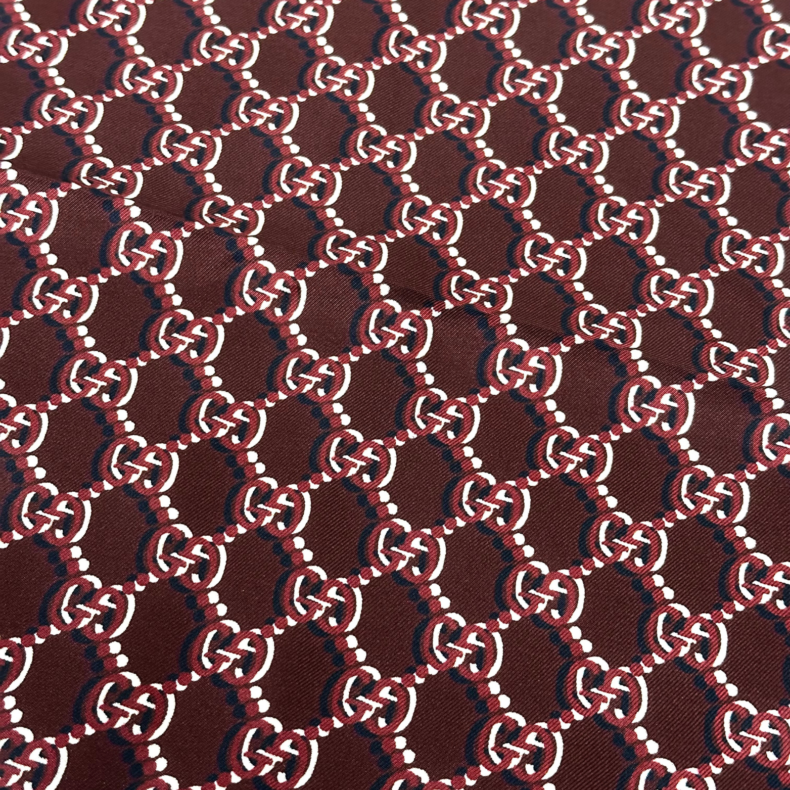 Gucci Silk Scarf GG Burgundy Navy