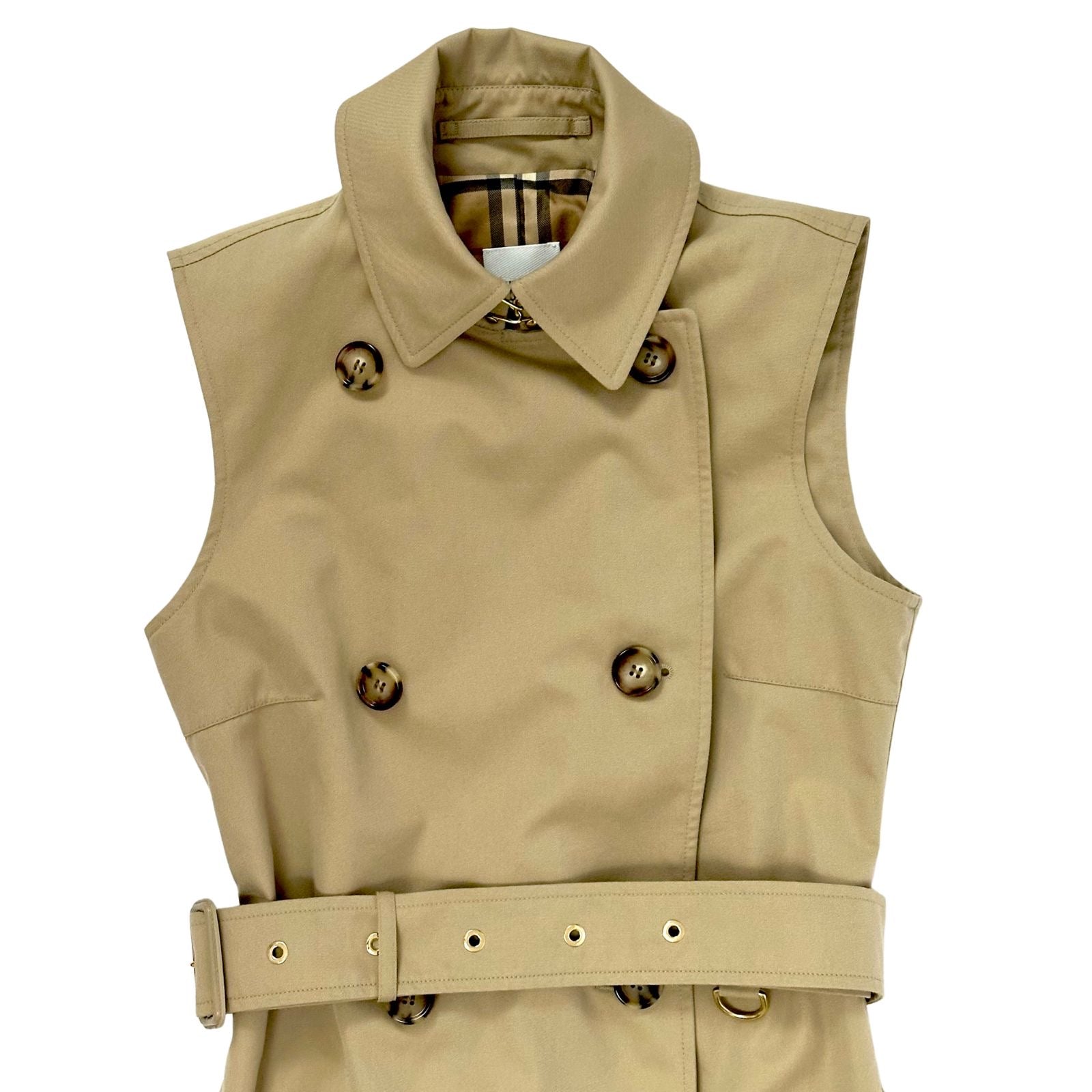 Burberry Sleeveless Cotton Gabardine Trench Coat
