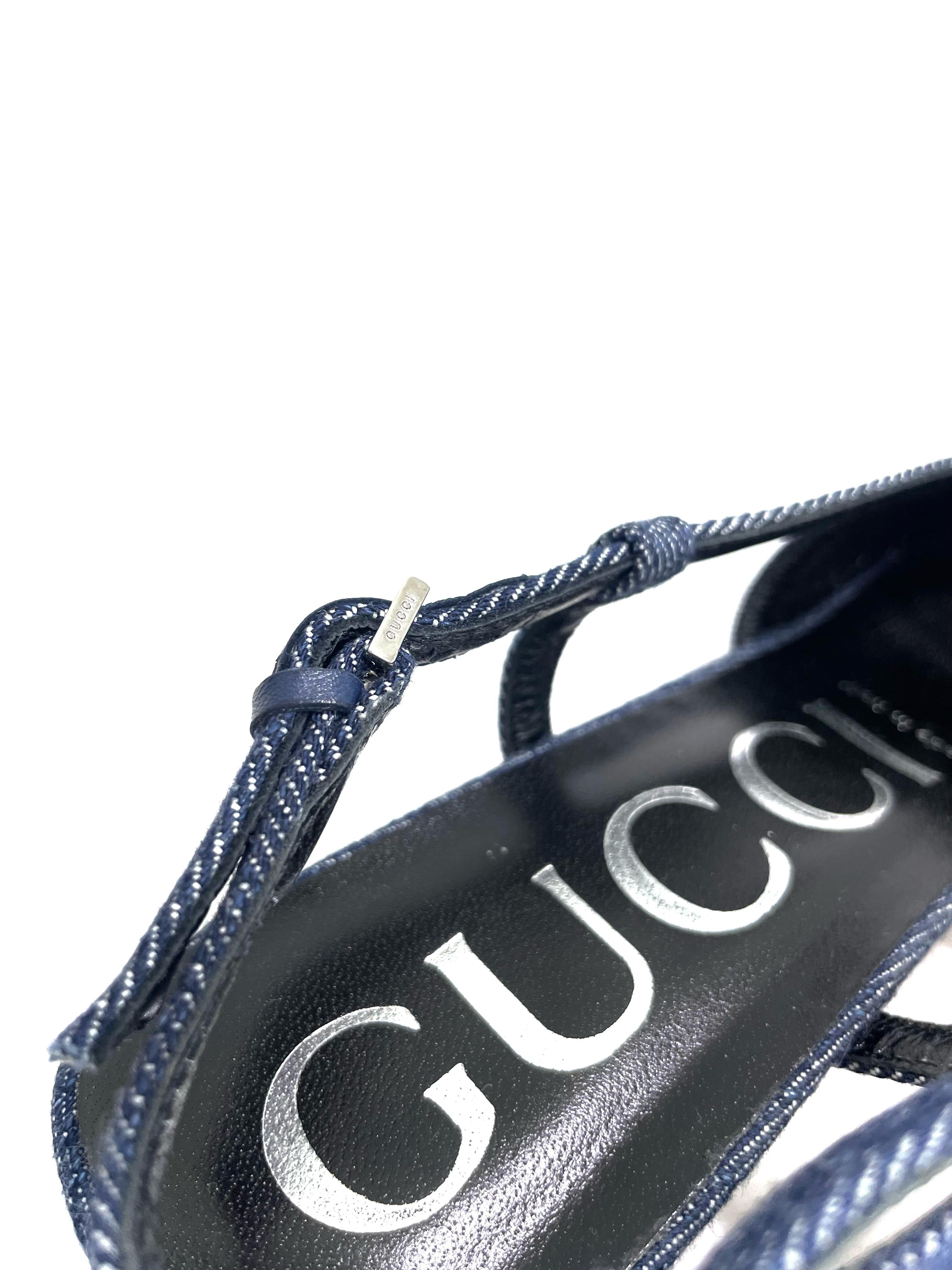 Gucci GG Crystal Denim Slingbacks
