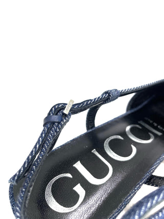 Gucci GG Crystal Denim Slingbacks