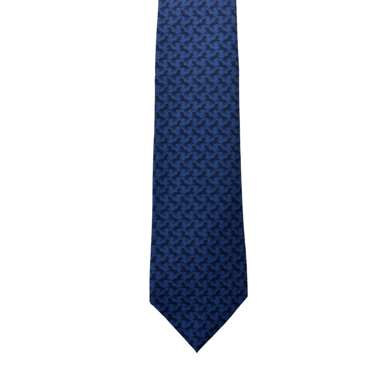 Gucci Navy With Print Silk Tie