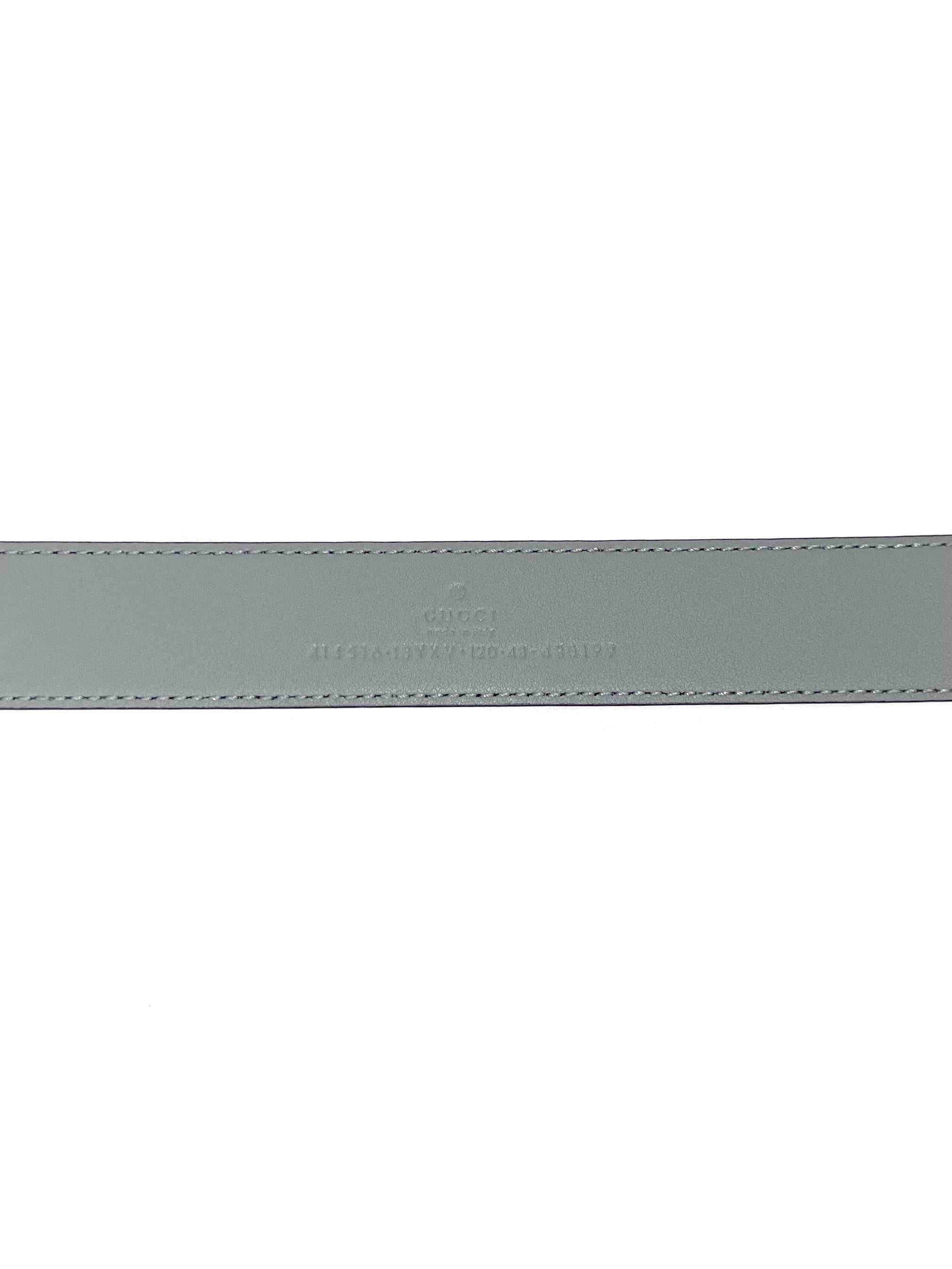Gucci Grey GG Buckle Leather Belt