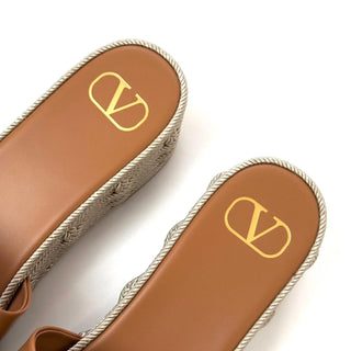 Valentino VLogo Cut Out Leather Flatform Sandals