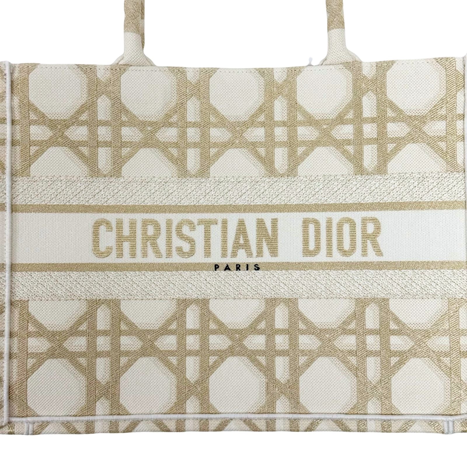 Christian Dior Book Tote Medium Embroidered Cannage Canvas Tote